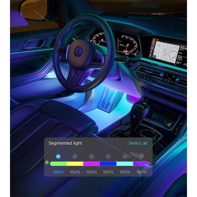 Govee Набір розумного підсвічування для автомобіля H7090 Interior Car Lights, RGBIC, Bluetooth, чорний, фото , изображение 8 | SNABZHENIE.com.ua Govee Набір розумного підсвічування для автомобіля H7090 Interior Car Lights, RGBIC, Bluetooth, чорний, фото , изображение 8 | SNABZHENIE.com.ua