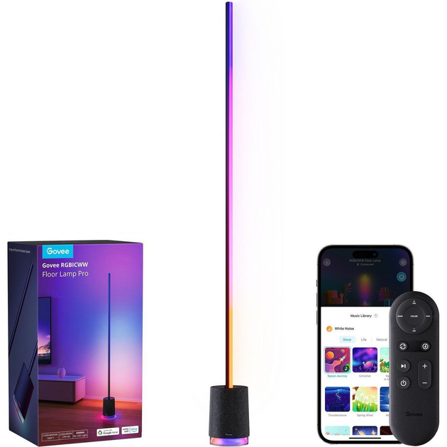 Govee Торшер розумний H6079, 1500Lm, RGBICW, with speaker, WI-FI/Bluetooth, чорний, фото  | SNABZHENIE.com.ua