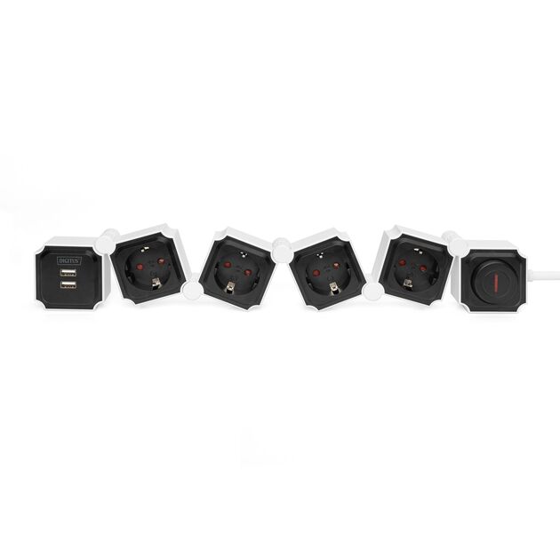 Digitus Блок розеток Flexible, 4xSchuko 16A, 2xUSB 2.4A, вимикач, фото , изображение 3 | SNABZHENIE.com.ua Digitus Блок розеток Flexible, 4xSchuko 16A, 2xUSB 2.4A, вимикач, фото , изображение 3 | SNABZHENIE.com.ua