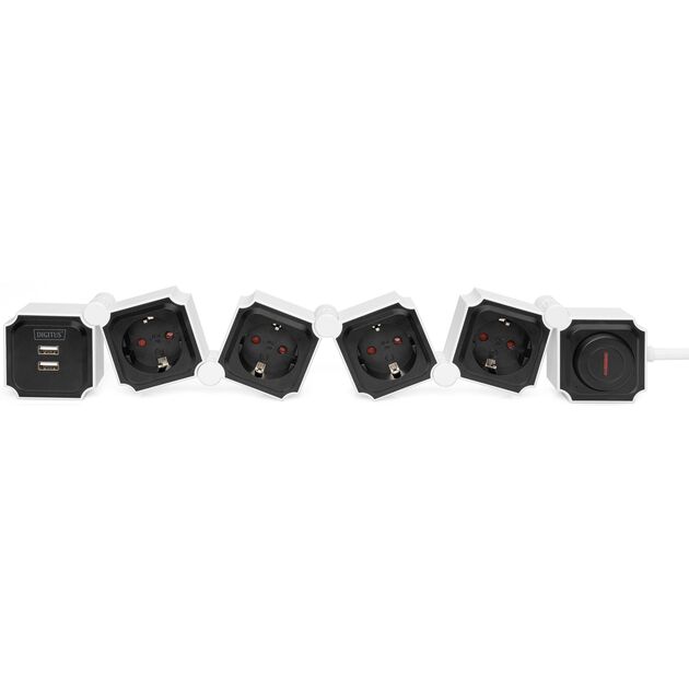 Digitus Блок розеток Flexible, 4xSchuko 16A, 2xUSB 2.4A, вимикач, фото  | SNABZHENIE.com.ua