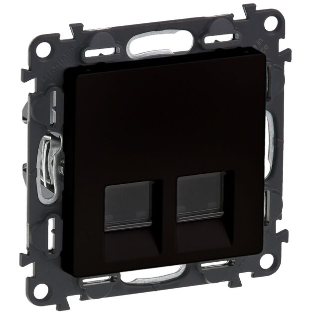 Legrand Розетка подвійна RJ45 кат. 5e UTP Valena Life, з накладками, матовий чорний, фото  | SNABZHENIE.com.ua