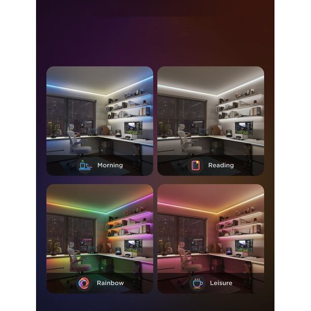 Govee Стрічка світлодіодна розумна H61E5 COB Strip Light Pro, 3м, RGBIC+W, WI-FI/Bluetooth, білий, фото , изображение 5 | SNABZHENIE.com.ua Govee Стрічка світлодіодна розумна H61E5 COB Strip Light Pro, 3м, RGBIC+W, WI-FI/Bluetooth, білий, фото , изображение 5 | SNABZHENIE.com.ua