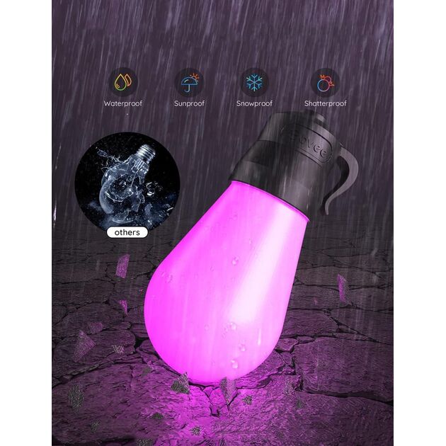 Govee Набір світодіоних ламп H7020 LEB Bulb String Lights, 15м, RGBIC/Warm White, WI-FI/Bluetooth, чорний, фото , зображення 7 | SNABZHENIE.com.ua