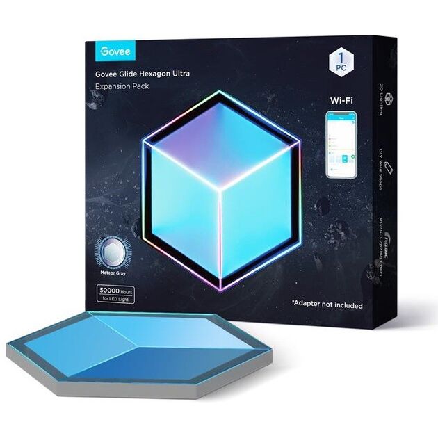 Govee Настінний світильник H106A Glide Hexagon Light Panels Ultra expansion pack, 1шт, RGBIC, WI-FI/Bluetooth, фіолетовий, фото  | SNABZHENIE.com.ua