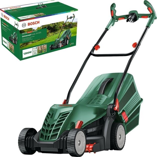 Bosch Газонокосарка мережева UniversalRotak 34-405 1300Вт 34см 40л 27-50мм 11кг, фото , зображення 2 | SNABZHENIE.com.ua Bosch Газонокосарка мережева UniversalRotak 34-405 1300Вт 34см 40л 27-50мм 11кг, фото , зображення 2 | SNABZHENIE.com.ua