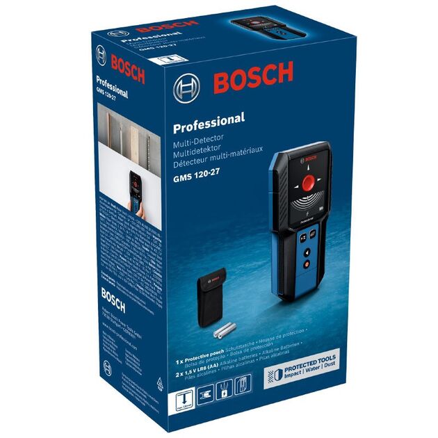 Bosch Детектор акумуляторний GMS 120-27 Professional, до 120мм, 2ААх1.5В, IP54, чохол, 0.24кг, фото , зображення 9 | SNABZHENIE.com.ua Bosch Детектор акумуляторний GMS 120-27 Professional, до 120мм, 2ААх1.5В, IP54, чохол, 0.24кг, фото , зображення 9 | SNABZHENIE.com.ua
