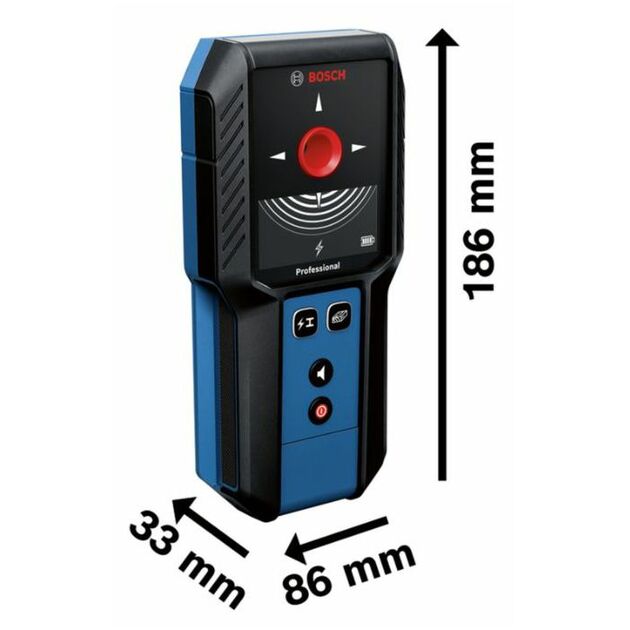 Bosch Детектор акумуляторний GMS 120-27 Professional, до 120мм, 2ААх1.5В, IP54, чохол, 0.24кг, фото , зображення 8 | SNABZHENIE.com.ua Bosch Детектор акумуляторний GMS 120-27 Professional, до 120мм, 2ААх1.5В, IP54, чохол, 0.24кг, фото , зображення 8 | SNABZHENIE.com.ua