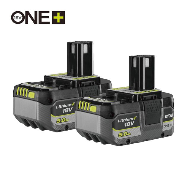 Ryobi Набір акумуляторів ONE+ RB1850X2 Lithium+ 18В 2х5А·год, фото , зображення 2 | SNABZHENIE.com.ua Ryobi Набір акумуляторів ONE+ RB1850X2 Lithium+ 18В 2х5А·год, фото , зображення 2 | SNABZHENIE.com.ua