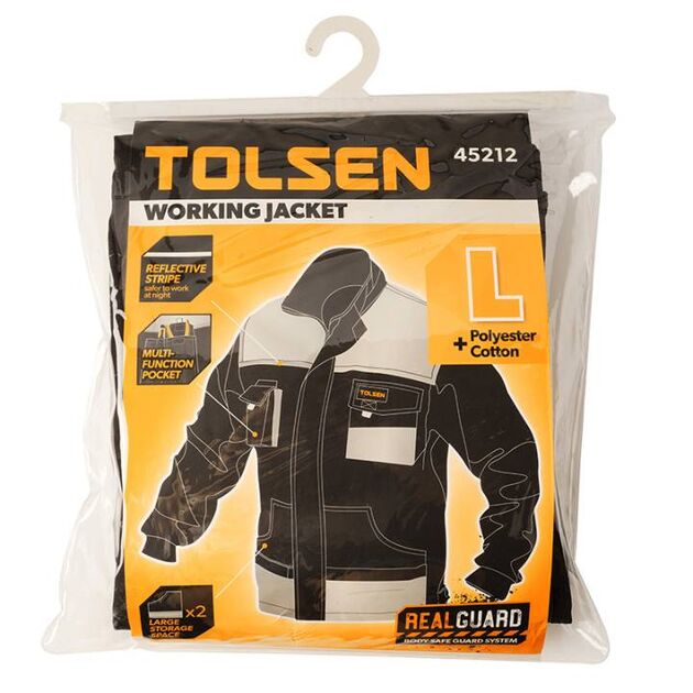 Tolsen Куртка робоча, посилена, L(52), сірий, фото , изображение 3 | SNABZHENIE.com.ua