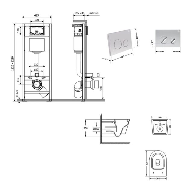 Готовое решение Qtap для ванной комнаты: подвесной унитаз Jay Ultra Quiet 520x360x320 + комплект инсталляции Nest 4 в 1 (круглая клавиша Satin), фото , изображение 2 | SNABZHENIE.com.ua Готовое решение Qtap для ванной комнаты: подвесной унитаз Jay Ultra Quiet 520x360x320 + комплект инсталляции Nest 4 в 1 (круглая клавиша Satin), фото , изображение 2 | SNABZHENIE.com.ua