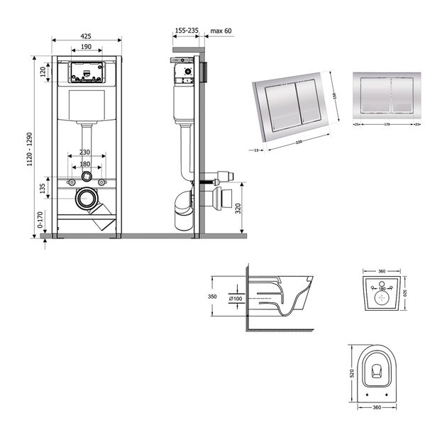 Готовое решение Qtap для ванной комнаты: подвесной унитаз Swan Ultra Quiet 520×360×320 + комплект инсталляции Nest 4 в 1 (круглая клавиша Satin), фото , изображение 2 | SNABZHENIE.com.ua Готовое решение Qtap для ванной комнаты: подвесной унитаз Swan Ultra Quiet 520×360×320 + комплект инсталляции Nest 4 в 1 (круглая клавиша Satin), фото , изображение 2 | SNABZHENIE.com.ua