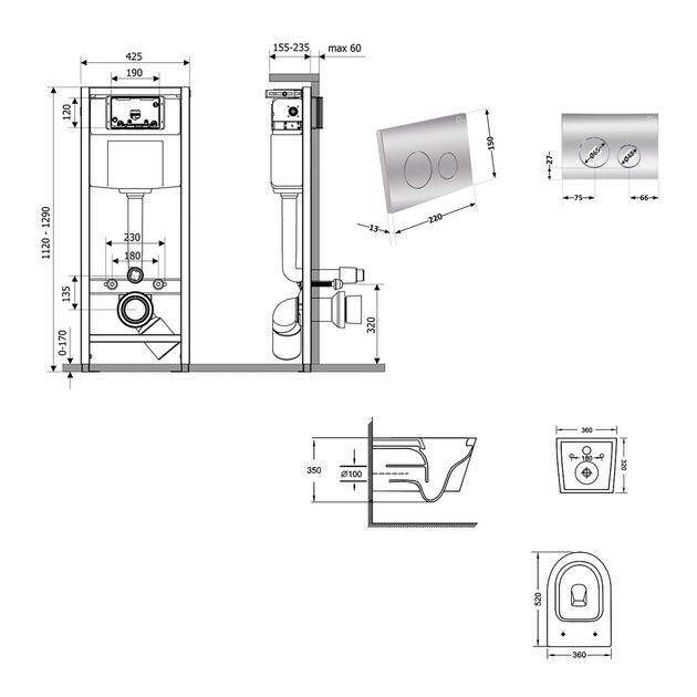 Готовое решение Qtap для ванной комнаты: подвесной унитаз Jay Ultra Quiet 520x360x320 + комплект инсталляции Nest 4 в 1 (круглая клавиша Chrome), фото , изображение 2 | SNABZHENIE.com.ua Готовое решение Qtap для ванной комнаты: подвесной унитаз Jay Ultra Quiet 520x360x320 + комплект инсталляции Nest 4 в 1 (круглая клавиша Chrome), фото , изображение 2 | SNABZHENIE.com.ua