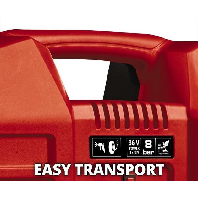 Einhell Компресор автомобільний TE-AC 36/8 Li OF Set-Solo PXC акум, 130 л/хв, (без АКБ та ЗП), фото , изображение 5 | SNABZHENIE.com.ua Einhell Компресор автомобільний TE-AC 36/8 Li OF Set-Solo PXC акум, 130 л/хв, (без АКБ та ЗП), фото , изображение 5 | SNABZHENIE.com.ua
