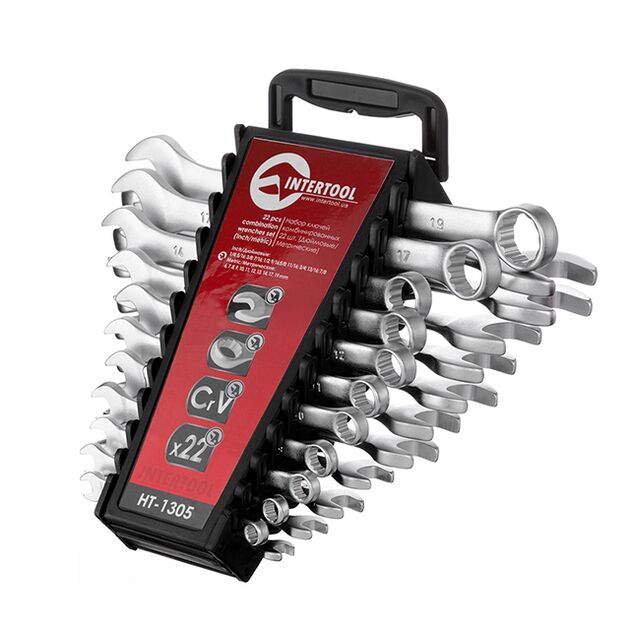 Набір ключів комбінованих 22 од. дюймових 11 од метричних 11 од, фото , изображение 2 | SNABZHENIE.com.ua