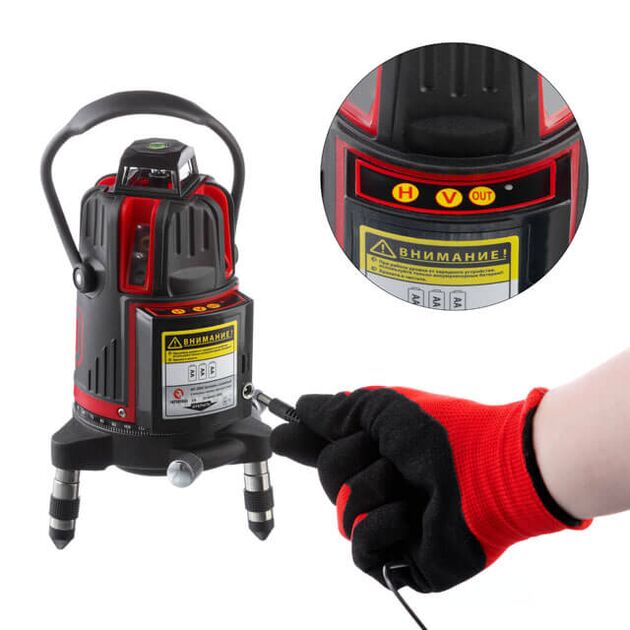 Рівень лазерний 5 лазерних головок, червоний лазер, фото , изображение 5 | SNABZHENIE.com.ua