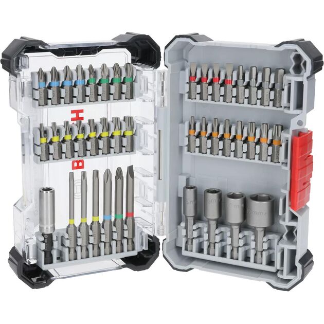 Bosch Біти Extra Hard Screwdriver Bit Set, набір 46шт, магнітний бітотримач, PH,PZ,T, SL, HEX, кейс, фото  | SNABZHENIE.com.ua