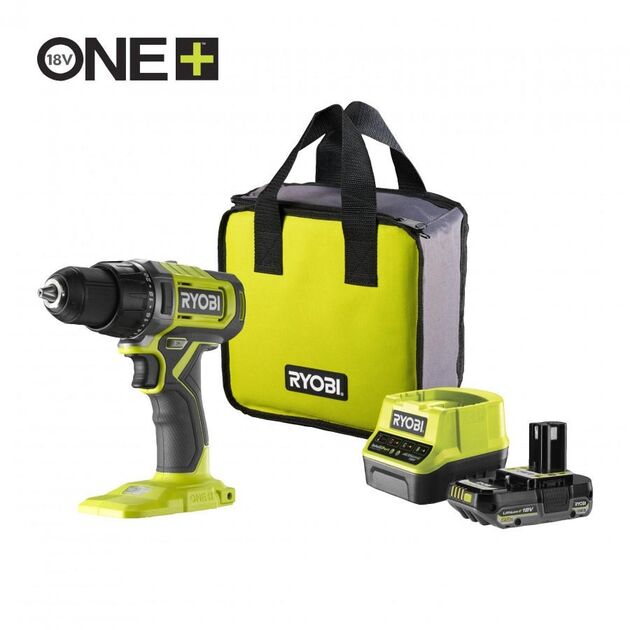 Ryobi Шурупокрут-дриль акумуляторний ONE+ RDD18-1C20S 18В 1х2А·год ЗП 52Нм 450·1750об·хв 1.1кг сумка, фото , зображення 2 | SNABZHENIE.com.ua Ryobi Шурупокрут-дриль акумуляторний ONE+ RDD18-1C20S 18В 1х2А·год ЗП 52Нм 450·1750об·хв 1.1кг сумка, фото , зображення 2 | SNABZHENIE.com.ua