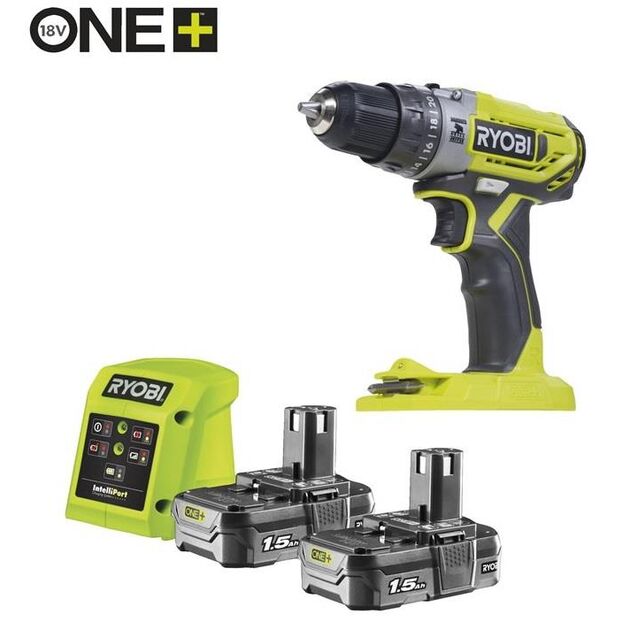 Ryobi Шурупокрут-дриль ударний акумуляторний ONE+ R18PD2-215G 18В 1х1.5А·год ЗП 40Нм 400·1350об·хв 1кг, фото , зображення 2 | SNABZHENIE.com.ua Ryobi Шурупокрут-дриль ударний акумуляторний ONE+ R18PD2-215G 18В 1х1.5А·год ЗП 40Нм 400·1350об·хв 1кг, фото , зображення 2 | SNABZHENIE.com.ua