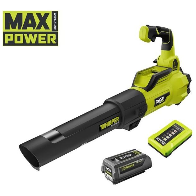 Ryobi Повітродув садовий акумуляторний Max Power RY36BLXA-140P 36В акб 1х4А·год ЗП 176км/год 3.5кг, фото  | SNABZHENIE.com.ua