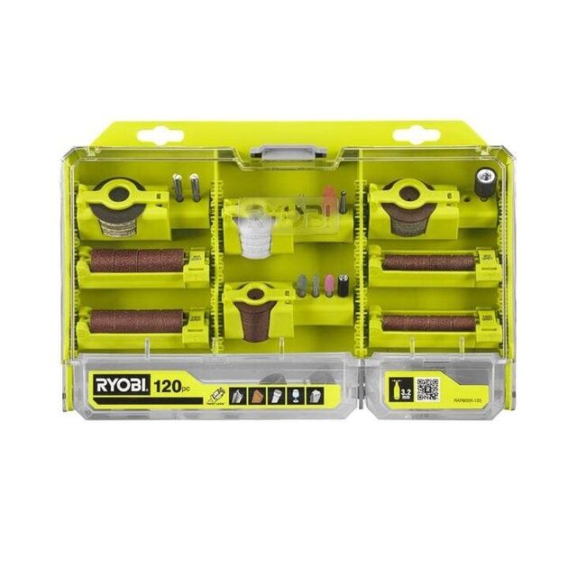 Ryobi Комплект приладдя RAR800K-120 1/8" для міні дриля гравера реноватора 120шт кейс, фото , изображение 4 | SNABZHENIE.com.ua