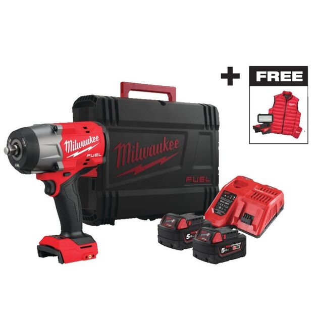 Гайковерт аккумуляторный бесщёточный MILWAUKEE 1/2" (2034 Нм) M18 FHIWF2F12MC-502X жилетка + фонарь, фото , зображення 2 | SNABZHENIE.com.ua Гайковерт аккумуляторный бесщёточный MILWAUKEE 1/2" (2034 Нм) M18 FHIWF2F12MC-502X жилетка + фонарь, фото , зображення 2 | SNABZHENIE.com.ua