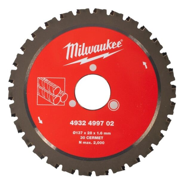 Диск пильный по металлу MILWAUKEE для резака арматуры Ø137x28x1,6мм, 30зуб, фото  | SNABZHENIE.com.ua