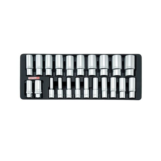 Набор длинных головок 1/2" 8-32 мм 22 ед. (в ложементе) TOPTUL, фото  | SNABZHENIE.com.ua