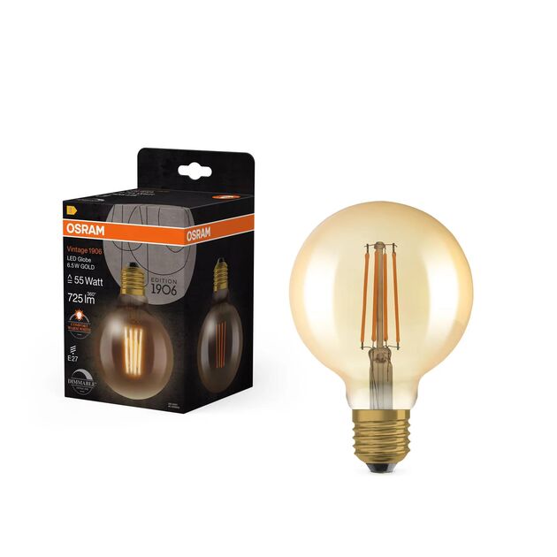 Лампа OSRAM LED E27 6.5Вт 2700К 725Лм G95 філаментна димується Vintage 1906Лампа LED E27 6.5Вт 2700К 725Лм G95 філаментна димується Vintage 1906, фото , зображення 4 | SNABZHENIE.com.ua Лампа OSRAM LED E27 6.5Вт 2700К 725Лм G95 філаментна димується Vintage 1906Лампа LED E27 6.5Вт 2700К 725Лм G95 філаментна димується Vintage 1906, фото , зображення 4 | SNABZHENIE.com.ua