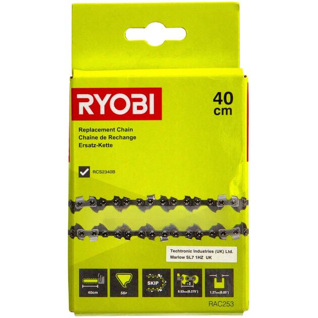 Ланцюг для пилки Ryobi RAC253 40см 1.27мм 3/8", фото , зображення 3 | SNABZHENIE.com.ua Ланцюг для пилки Ryobi RAC253 40см 1.27мм 3/8", фото , зображення 3 | SNABZHENIE.com.ua