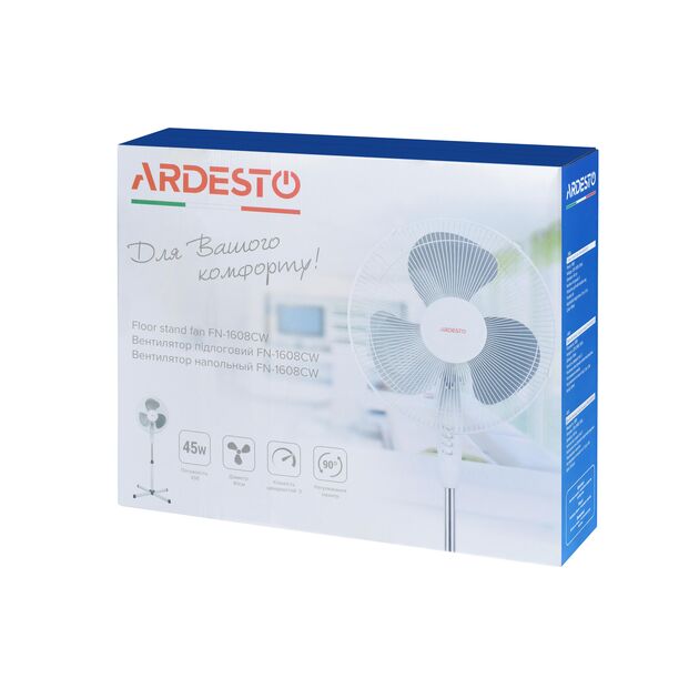 Вентилятор ARDESTO підлоговий, 40см, 45Вт, опора хрестовина, білий, фото , изображение 7 | SNABZHENIE.com.ua Вентилятор ARDESTO підлоговий, 40см, 45Вт, опора хрестовина, білий, фото , изображение 7 | SNABZHENIE.com.ua