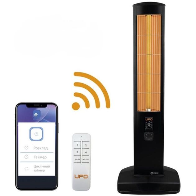 Інфрачервоний обігрівач UFO Erciyus Smart 2300 2.3 кВт, до 28 м2, колонного типу, IP24, мех. керування, пульт ДК, Wi-Fi, фото  | SNABZHENIE.com.ua