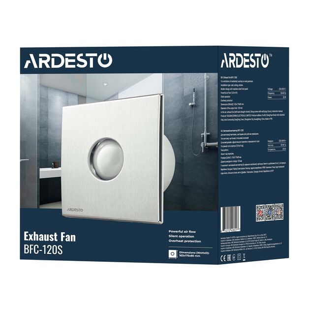 Витяжний вентилятор Ardesto 20 Вт, 120 м3/г, 2300 об./хв., 33 дБ, сріблястий, фото , изображение 10 | SNABZHENIE.com.ua Витяжний вентилятор Ardesto 20 Вт, 120 м3/г, 2300 об./хв., 33 дБ, сріблястий, фото , изображение 10 | SNABZHENIE.com.ua