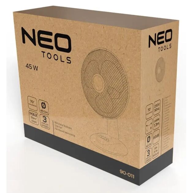 Вентилятор Neo Tools настільний, 40см, 45Вт, білий, фото , изображение 8 | SNABZHENIE.com.ua Вентилятор Neo Tools настільний, 40см, 45Вт, білий, фото , изображение 8 | SNABZHENIE.com.ua