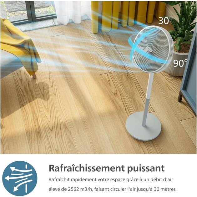 Вентилятор Philips підлоговий Series 2000, 40см, 48Вт, таймер, поворот 180, білий, фото , изображение 6 | SNABZHENIE.com.ua Вентилятор Philips підлоговий Series 2000, 40см, 48Вт, таймер, поворот 180, білий, фото , изображение 6 | SNABZHENIE.com.ua