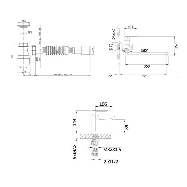Комплект для Ванной Latwa: Смеситель для раковины LDLAT001WHI45423 + Смеситель для Ванной LDLAT010WHI45426, фото , зображення 2 | SNABZHENIE.com.ua Комплект для Ванной Latwa: Смеситель для раковины LDLAT001WHI45423 + Смеситель для Ванной LDLAT010WHI45426, фото , зображення 2 | SNABZHENIE.com.ua