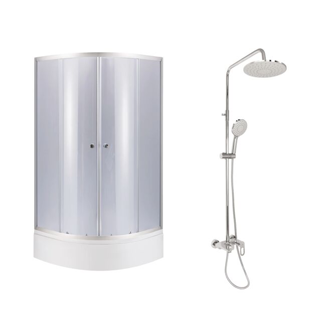 Комплект для душевой Latwa: Душевая кабина LLSC9090SATMIDGR2SET+Душевая система на 3 потребителя LDLAT1030CRM45417, фото  | SNABZHENIE.com.ua