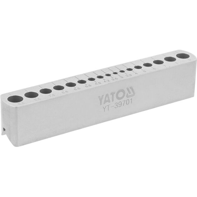 Шаблон напрямний для свердління отворів YATO 17 отв Ø= 3-9,5 мм, корпус з високо вуглец. сталі (HCS), фото  | SNABZHENIE.com.ua