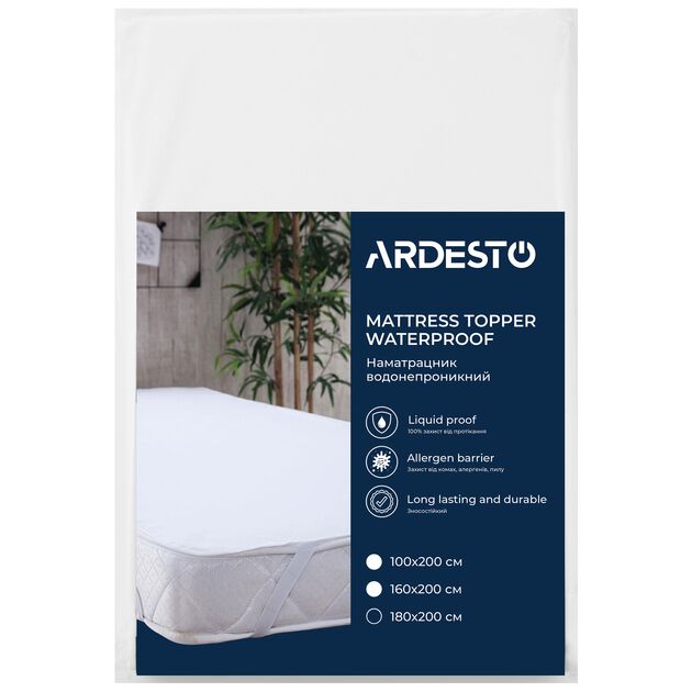 Наматрацник водонепроникний Ardesto Sleepwell 180х200см, 80% бавовна, 20% поліуретан, білий, фото  | SNABZHENIE.com.ua