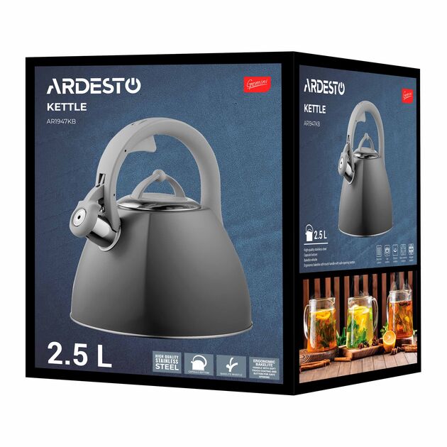 Чайник Ardesto Gemini, 2.5л, нержавіюча сталь, сірий, фото , изображение 5 | SNABZHENIE.com.ua Чайник Ardesto Gemini, 2.5л, нержавіюча сталь, сірий, фото , изображение 5 | SNABZHENIE.com.ua