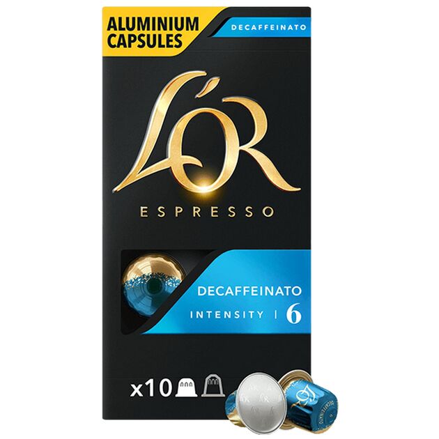 Кава L`OR капсули  Espresso Decaffeinato, 100% арабіка, 10шт, Nespresso, без кофеїну, фото  | SNABZHENIE.com.ua