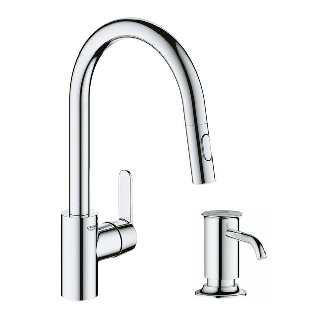 Набор Grohe QuickFix Get UA31484QF7: смеситель для кухни Get 31484001 с дозатором Authentic 40537000, фото  | SNABZHENIE.com.ua