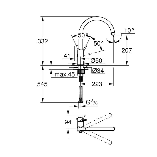 Смеситель для кухни Grohe QuickFix Start Classic 31553001, фото , изображение 2 | SNABZHENIE.com.ua