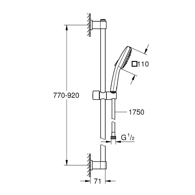 Душевой гарнитур Grohe QuickFix Vitalio Comfort 110 26932001, фото , зображення 2 | SNABZHENIE.com.ua