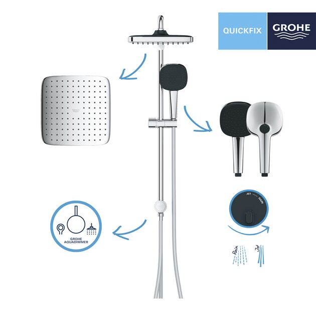 Душевая система Grohe QuickFix Vitalio Comfort 250 Cube 26698001 , фото , изображение 6 | SNABZHENIE.com.ua Душевая система Grohe QuickFix Vitalio Comfort 250 Cube 26698001 , фото , изображение 6 | SNABZHENIE.com.ua
