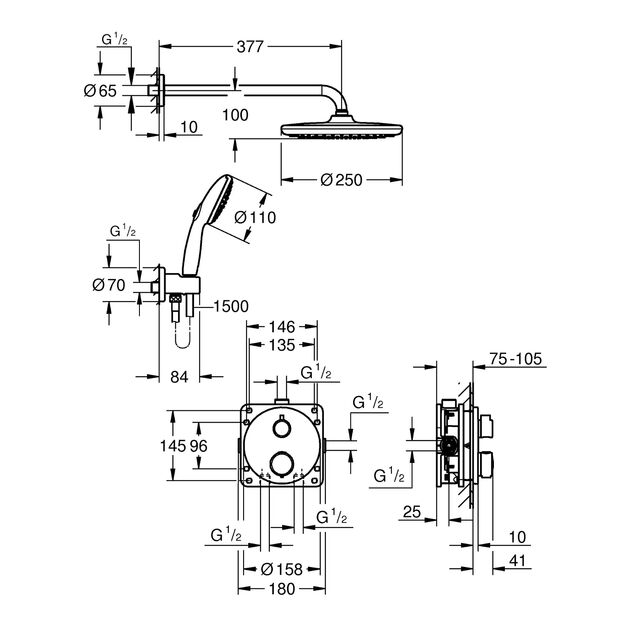Душевая система скрытого монтажа термостатическая Grohe QuickFix Precision Grohtherm 34883000 , фото , изображение 2 | SNABZHENIE.com.ua Душевая система скрытого монтажа термостатическая Grohe QuickFix Precision Grohtherm 34883000 , фото , изображение 2 | SNABZHENIE.com.ua