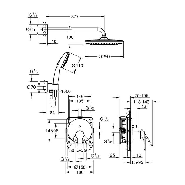 Душевая система скрытого монтажа Grohe QuickFix Start 25292000 , фото , изображение 2 | SNABZHENIE.com.ua Душевая система скрытого монтажа Grohe QuickFix Start 25292000 , фото , изображение 2 | SNABZHENIE.com.ua