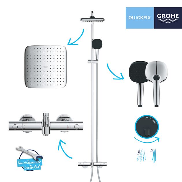 Душевая система термостатическая Grohe QuickFix Vitalio Comfort System 250 26984001, фото , изображение 7 | SNABZHENIE.com.ua Душевая система термостатическая Grohe QuickFix Vitalio Comfort System 250 26984001, фото , изображение 7 | SNABZHENIE.com.ua