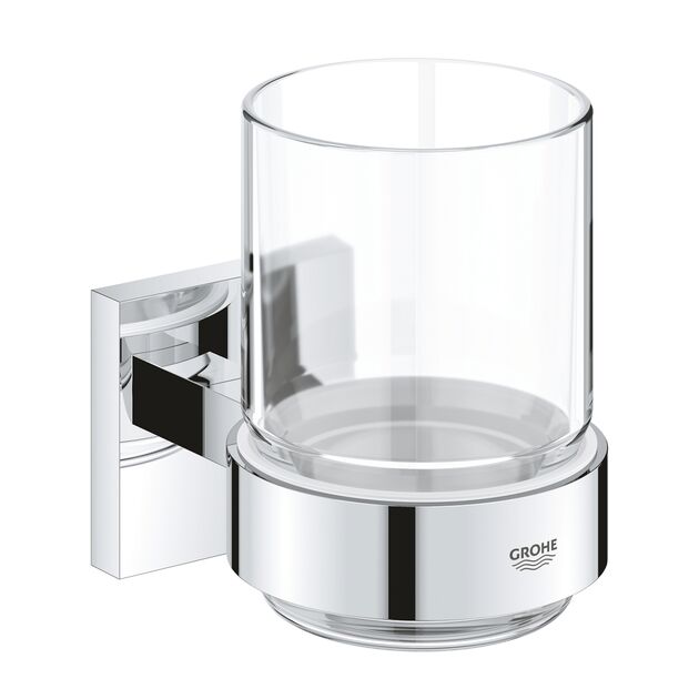 Стакан с держателем для ванной комнаты Grohe QuickFix Start Cube 41097000, фото  | SNABZHENIE.com.ua