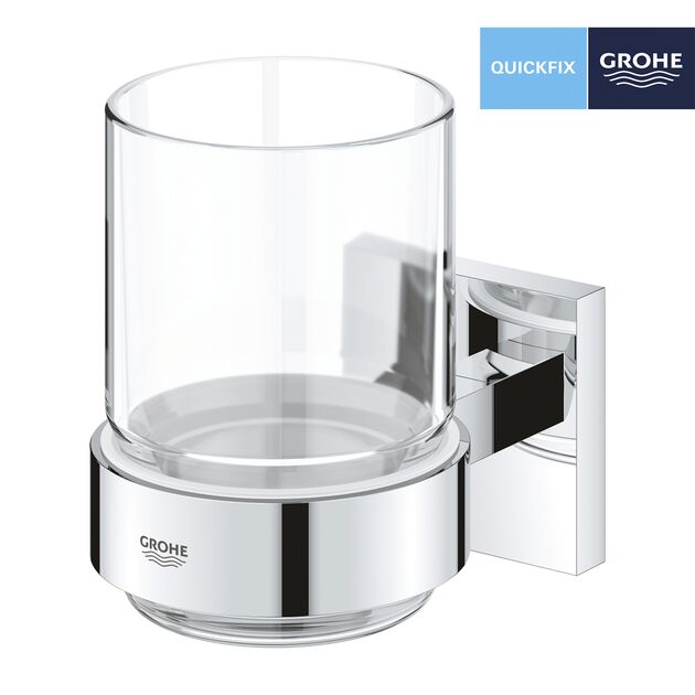 Стакан с держателем для ванной комнаты Grohe QuickFix Start Cube 41097000, фото , изображение 3 | SNABZHENIE.com.ua