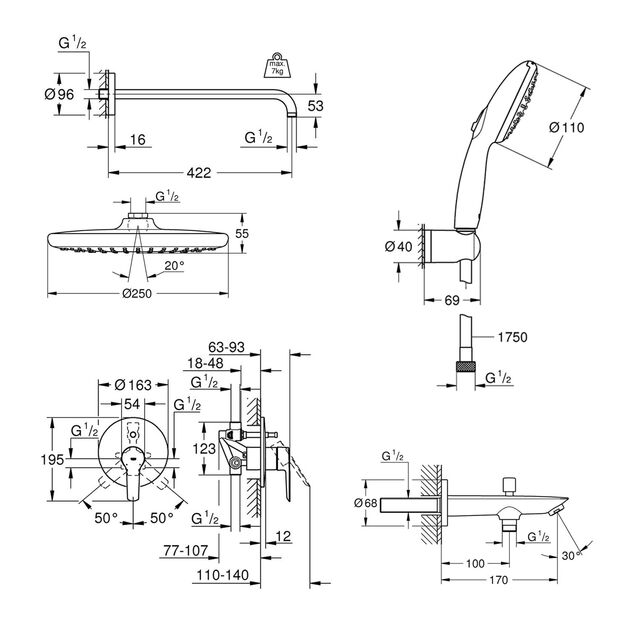 Душевая система скрытого монтажа Grohe QuickFix Start UA202803R3, фото , изображение 2 | SNABZHENIE.com.ua Душевая система скрытого монтажа Grohe QuickFix Start UA202803R3, фото , изображение 2 | SNABZHENIE.com.ua